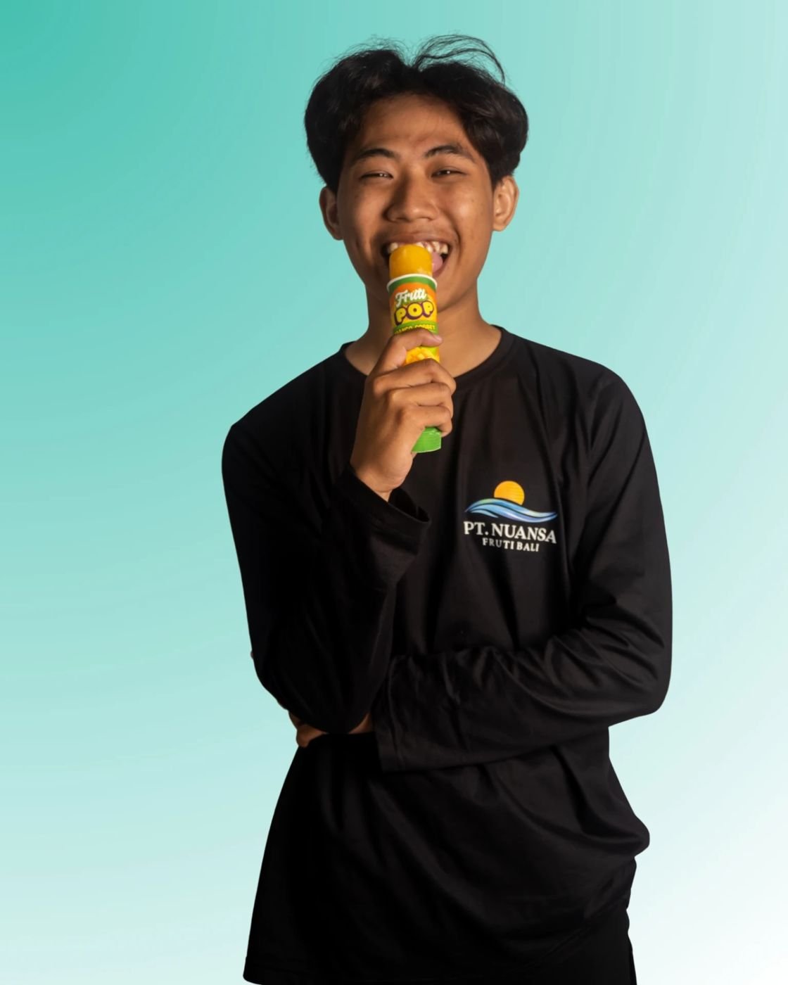 Fruti Pop team member enjoying a pop